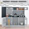 Costway Kid's Pretend Play Kitchen Toddler Kitchen Playset with Blackboard Pink/White/Light Pink/Beige